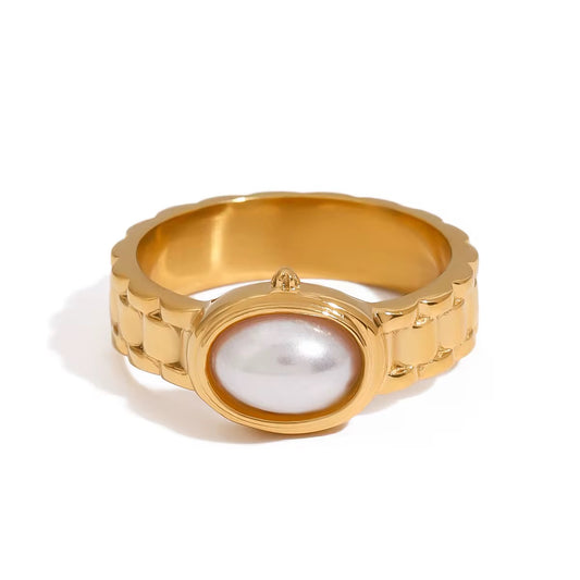 OVAL PEARL WATCH RING