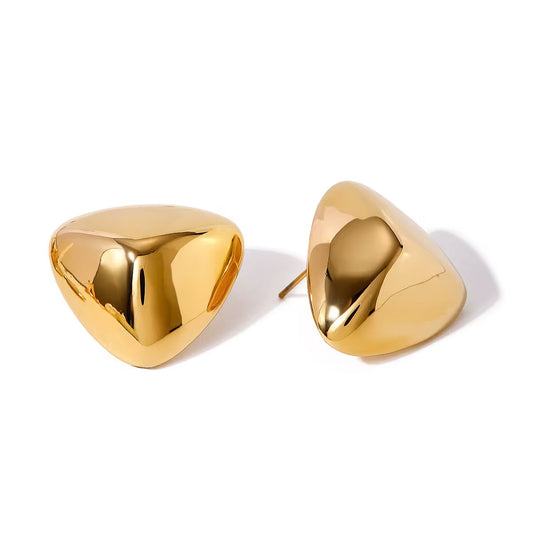 triangle shaped earrings on a white backgroung
