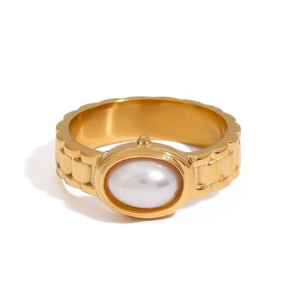 OVAL PEARL WATCH RING